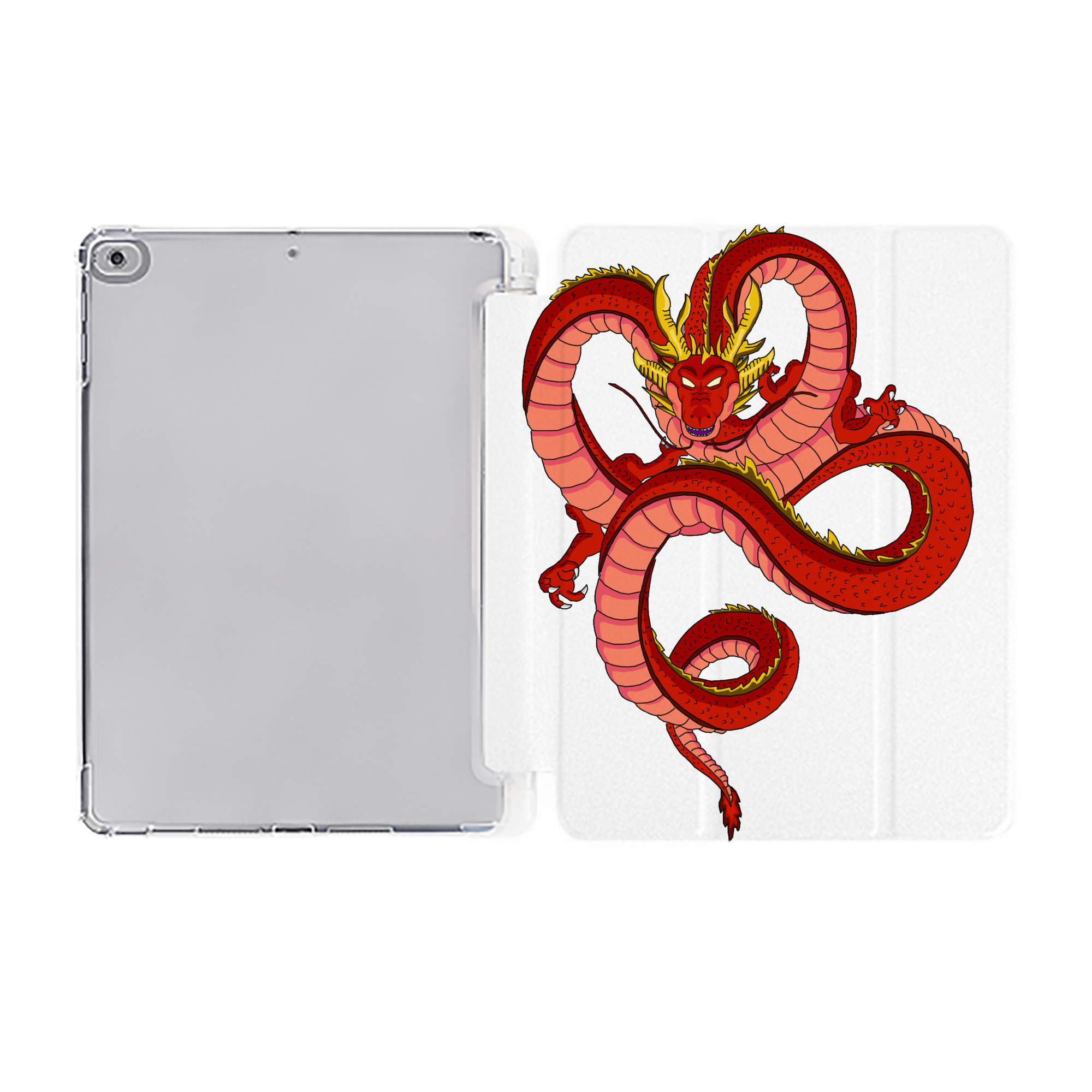 （画像用） ドラゴンボール 神龍 シェンロン DRAGON BALL Shenron IPad ケース ペン収納付き 三つ折りスタンド PUレザー×シリコン 対応機種9.5/10.5/10.9インチ